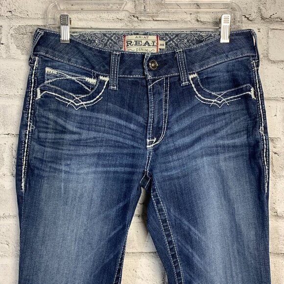 Ariat R.E.A.L. Denim Mid Rise Stretch Entwined Boot Cut Jean - Picture 2 of 12